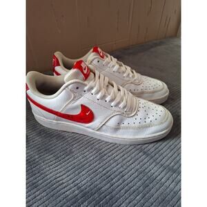 Nike Mens Sz‎ 9 White/Red Court Vision Swooshfetti Sneakers